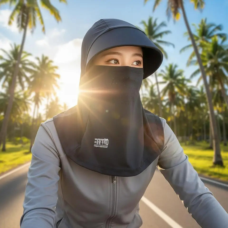 Outdoor Balaclava Sun Hats Full Face Sunshade UV Protection Hiking Mountaineering Mask Summer Adjustable Breathable Cycling Hats