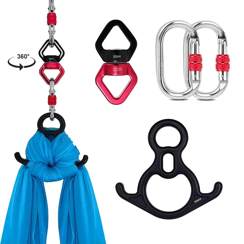 Outdoor Rock Climb Carabiner 30KN Yoga Swivel Connector Universal Gimbal Ring Swing Hammock Rope Swivel Rotational Connector