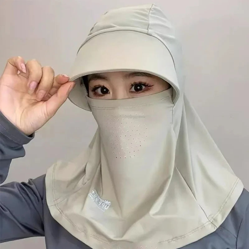 Outdoor Balaclava Sun Hats Full Face Sunshade UV Protection Hiking Mountaineering Mask Summer Adjustable Breathable Cycling Hats