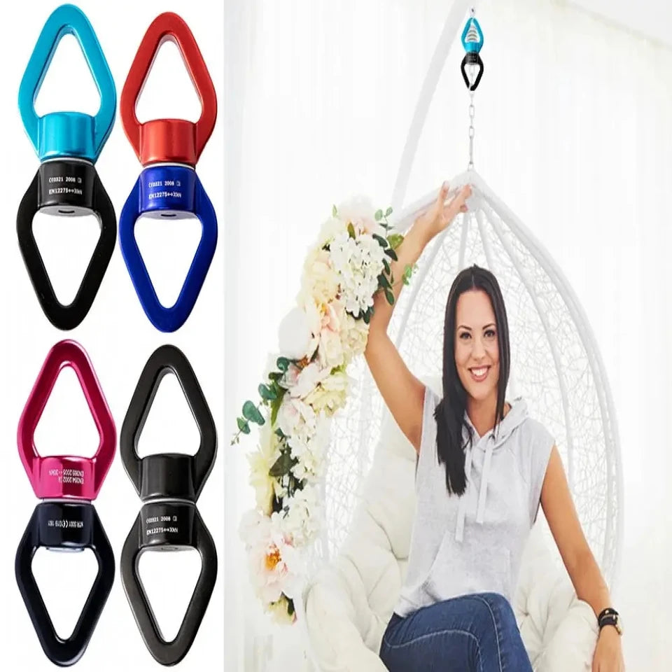 Outdoor Rock Climb Carabiner 30KN Yoga Swivel Connector Universal Gimbal Ring Swing Hammock Rope Swivel Rotational Connector
