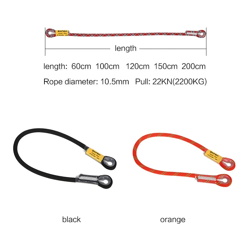 Xinda Professional Rock Climbing 10.5mm Static Lanyard Protective Eye-to-eye Sling Mountaineering Equipment