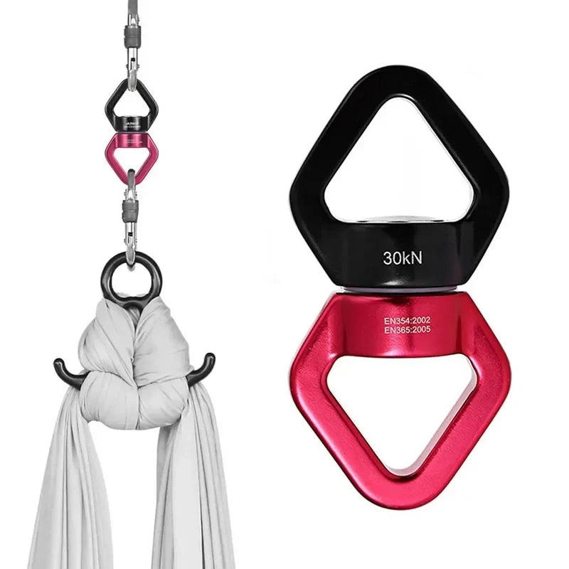 Outdoor Rock Climb Carabiner 30KN Yoga Swivel Connector Universal Gimbal Ring Swing Hammock Rope Swivel Rotational Connector