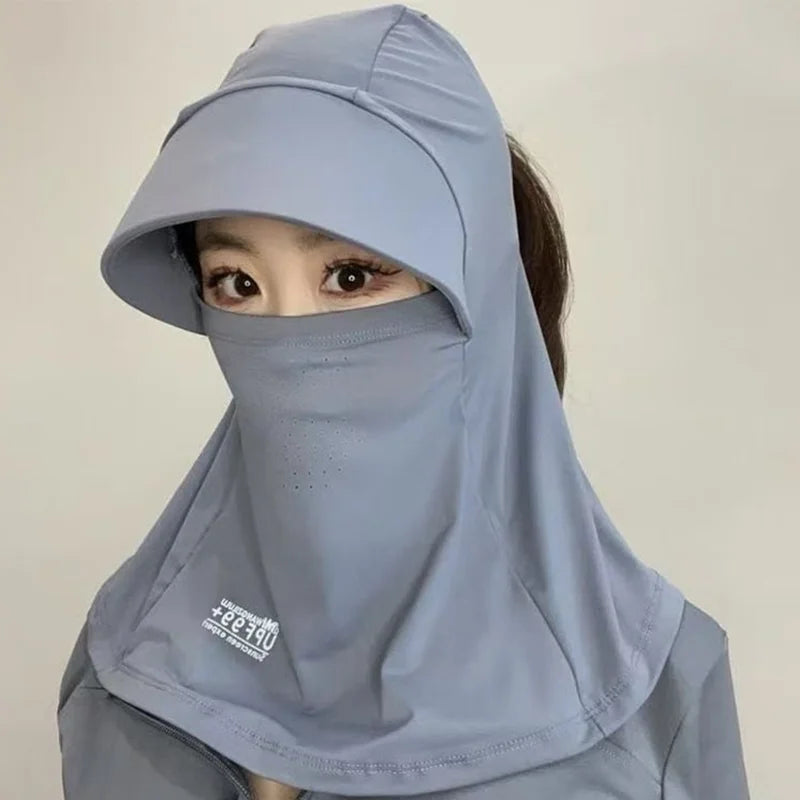 Outdoor Balaclava Sun Hats Full Face Sunshade UV Protection Hiking Mountaineering Mask Summer Adjustable Breathable Cycling Hats