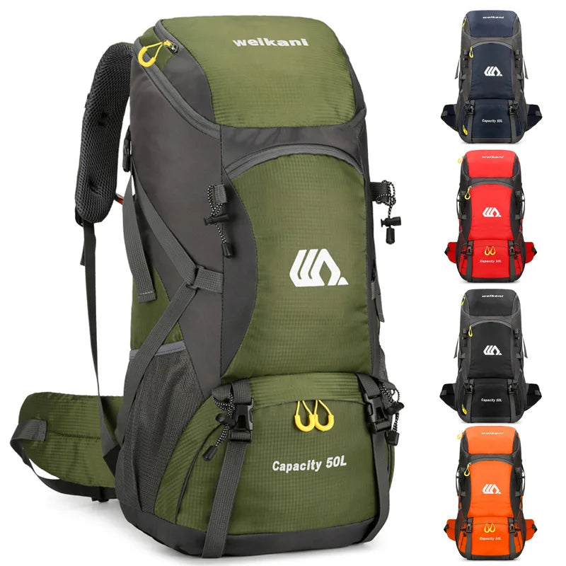 50L Large Capacity Hiking Backpack Waterproof Outdoor Camping Travel Mountaineering Bag for Men Women