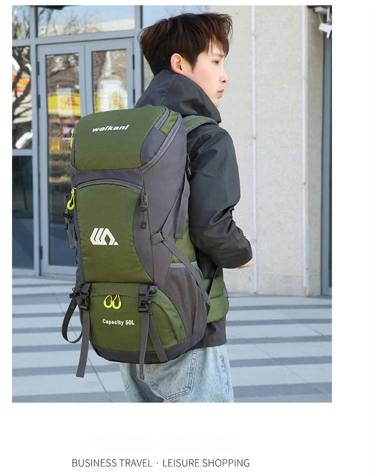 50L Large Capacity Hiking Backpack Waterproof Outdoor Camping Travel Mountaineering Bag for Men Women