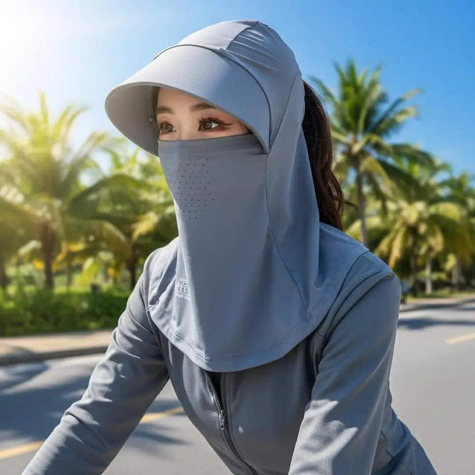 Outdoor Balaclava Sun Hats Full Face Sunshade UV Protection Hiking Mountaineering Mask Summer Adjustable Breathable Cycling Hats