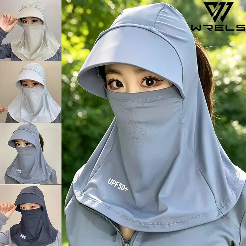 Outdoor Balaclava Sun Hats Full Face Sunshade UV Protection Hiking Mountaineering Mask Summer Adjustable Breathable Cycling Hats